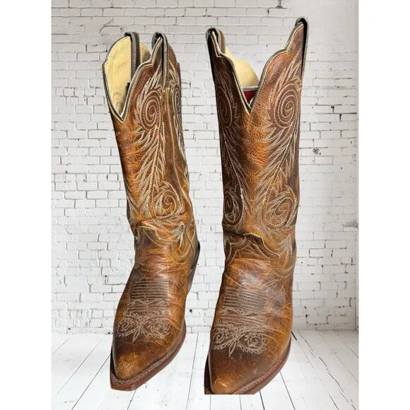 Justin L4332 Women's size 7 B Western Cowgirl Damiana Leather Snipped Toe Boots - Picture 10 of 16